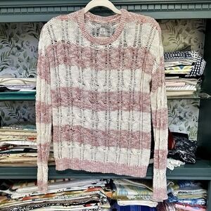 G.H. Bass & Co. Cream Pink‎ Stripe Sweater  Sz XS Women Pullover